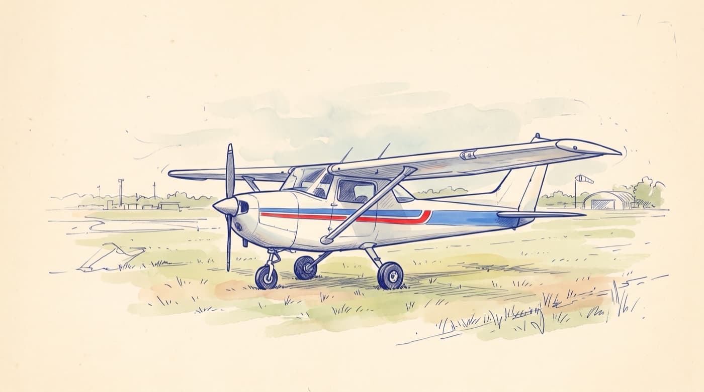 Sketch of a small Cessna-style trainer with its wing mounted on top of the cabin