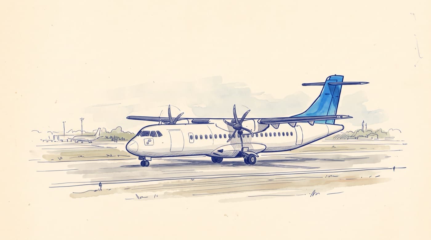 Sketch of an ATR-style turboprop with a high wing and the tailplane on top of the fin